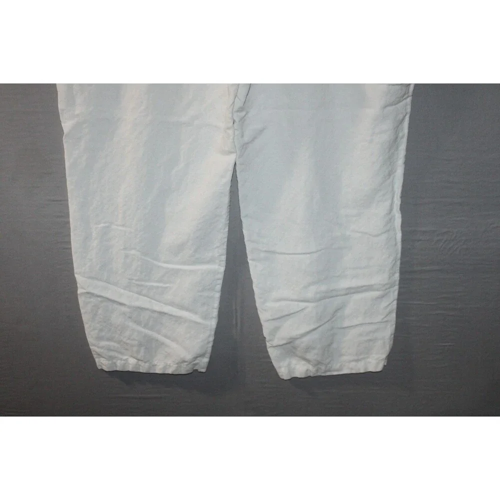 Alfani Cropped Pants Womens Size XXL White Linen Blend 2 Pockets Drawstring